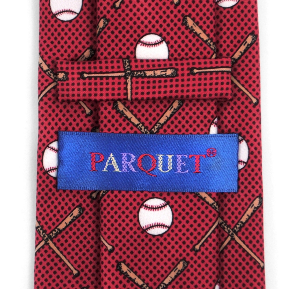 Red Baseball Pattern Tie - Picture 4 of 5